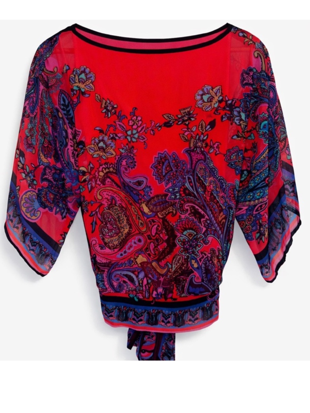 ✨ Cache Vibrant Paisley Tie-Back Blouse – Size Small ✨